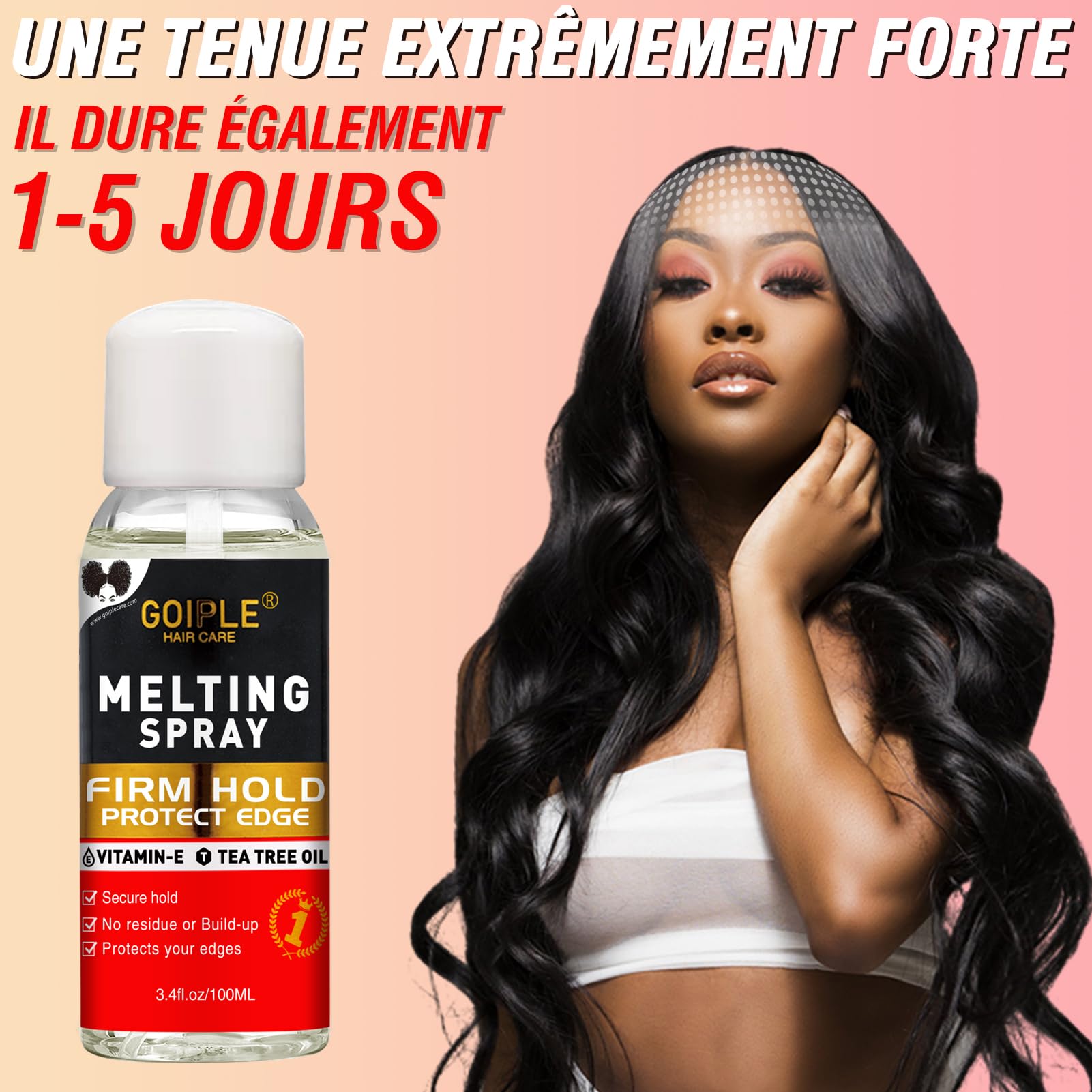 Sans Colle Lace Melting Spray For Wigs, 3.4 Fl Oz - Melting Spray Wig Spritz Spray Lace Protège Le Cuir Chevelu, Améliore La Tenue, Formule Naturelle