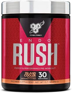 BSN Endorush Pre Workout Powder, Energy Supplement for Men and Women, 300mg of Caffeine, with Beta-Alanine and Creatine, Island Cooler, 30 Servings , 13.7 Ounce (Pack of 1)
