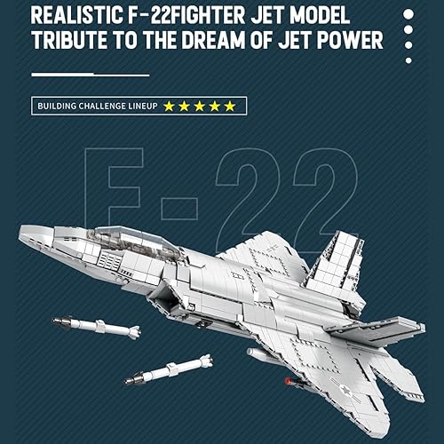 Miniatura 4 de ANIXA Technik - Bloques de construcción de combate militar, F22 Raptor Militar Fighter Jet Avión Juego de ladrillos de construcción compatible con