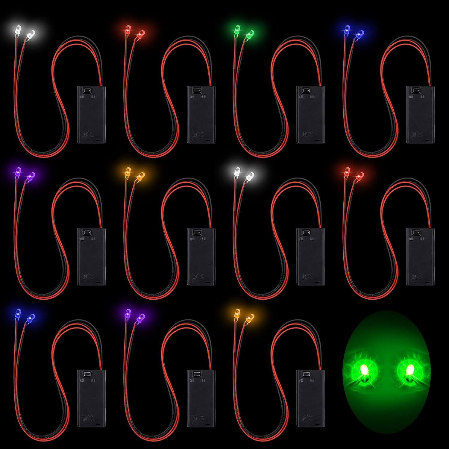 12 Pcs Halloween LED Light Up Eyes for Mask,Red | Glowing Eyes Battery Operated Lights for Costumes Props Walls, Batteries Not Included