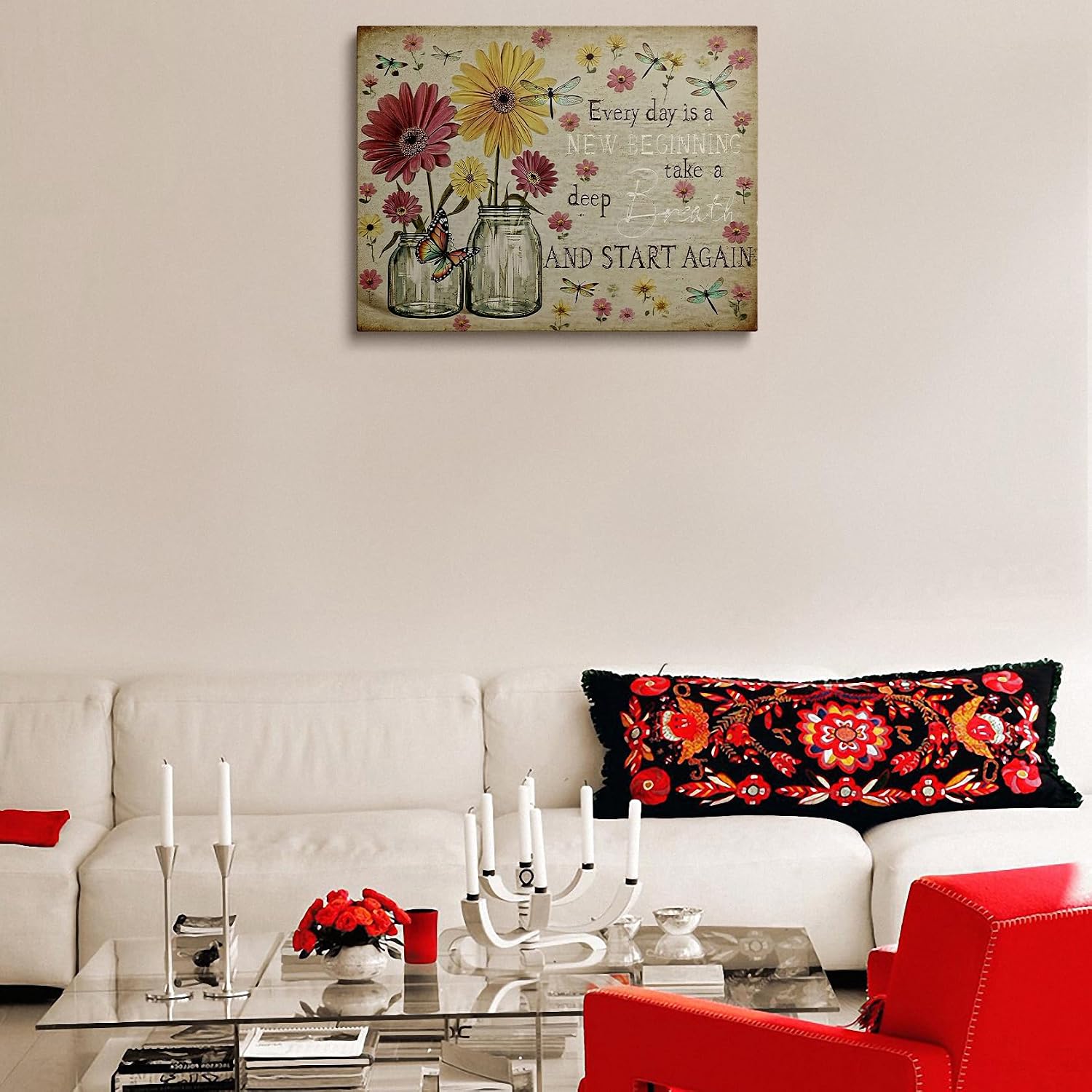 Inspirational Christian Canvas Wall Art Bible Verse Scripture Prints Posters Framed Painting Artwork Floral Butterfly Daisy Wall Decor Religious Spiritual Home Office Bedroom Wall Decor 12x16 Inches