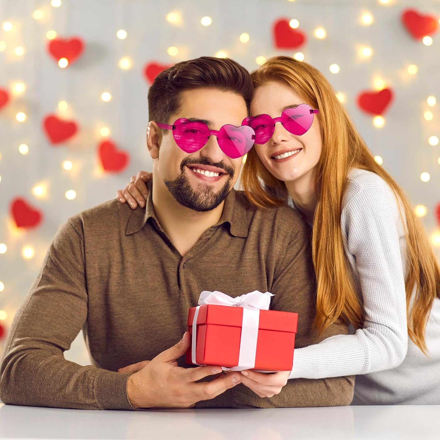 Morcheiong 24 Pack Heart Shaped Sunglasses Frameless Glasses Women Bachelorette Girl Birthday Party Favor Transparent Eyewear - Image 4