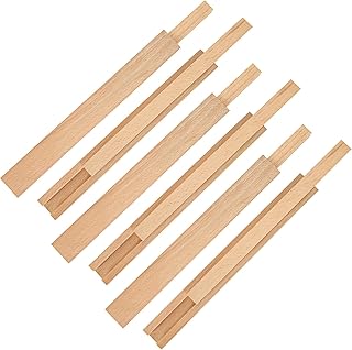 6 Pcs 15.7 Inch Wooden Drawer Slides Bottom Mount, Classic Traditional Wood Center Guide Track with Slide Glides, Replacement Inforcement Part for Drawer