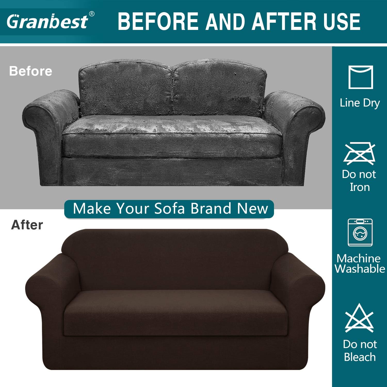 Frее Shірріng 🛒 Granbest Premium Water Repellent Sofa Cover 2-Piece High Stretch Couch Slipcover Super Soft Fabric Couch Cover (Chocolate, XLarge-2 Pieces) 70% оƒƒ Dіѕсоunt Granbest Premium Water Repellent Sofa Cover 2-Piece High Stretch Couch Slipcover Super Soft Fabric Couch Cover (Chocolate, XLarge-2 Pieces)