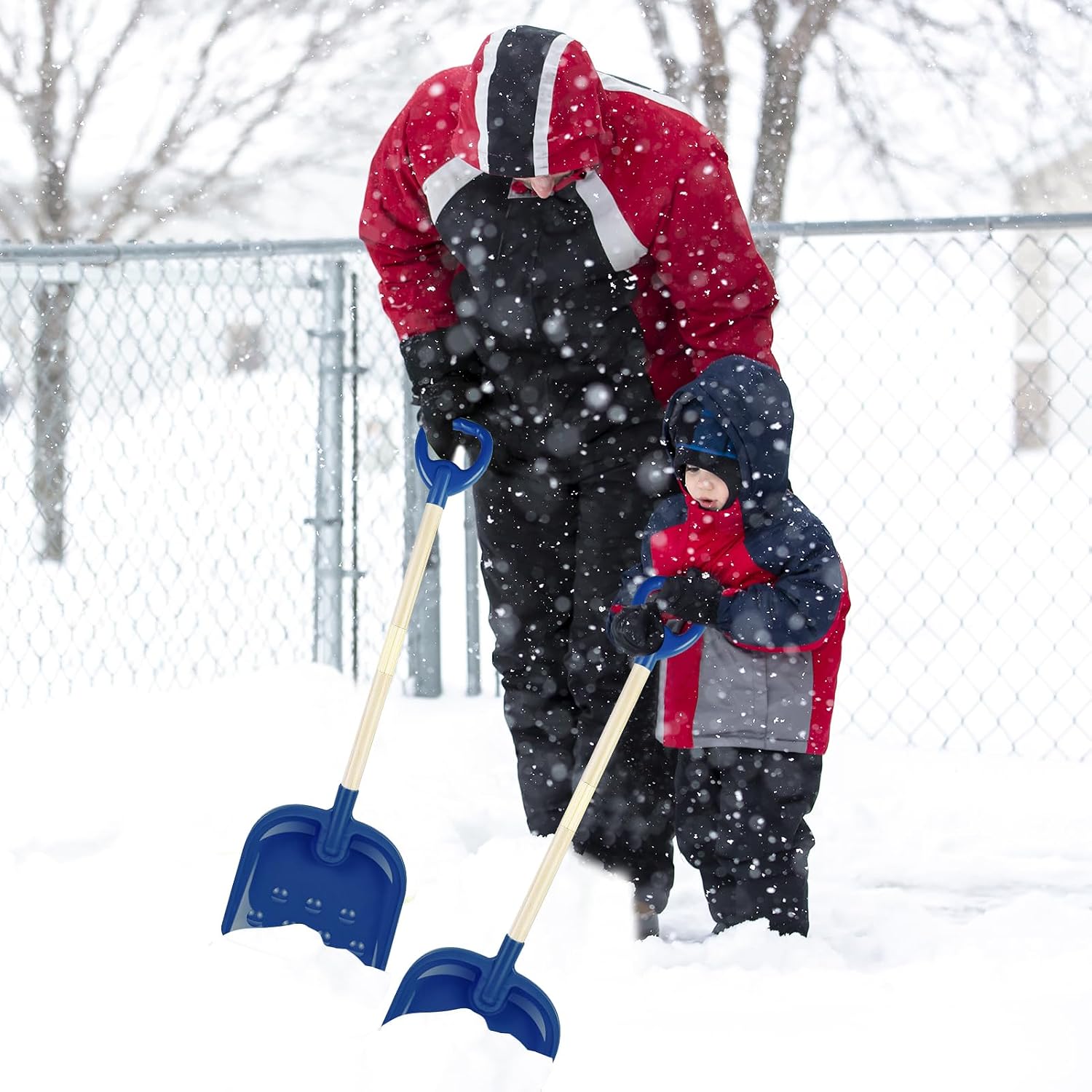 Voccos Kids Snow Shovel 22-32" Detachable Wood Handle D-Grip Plastic Scoop