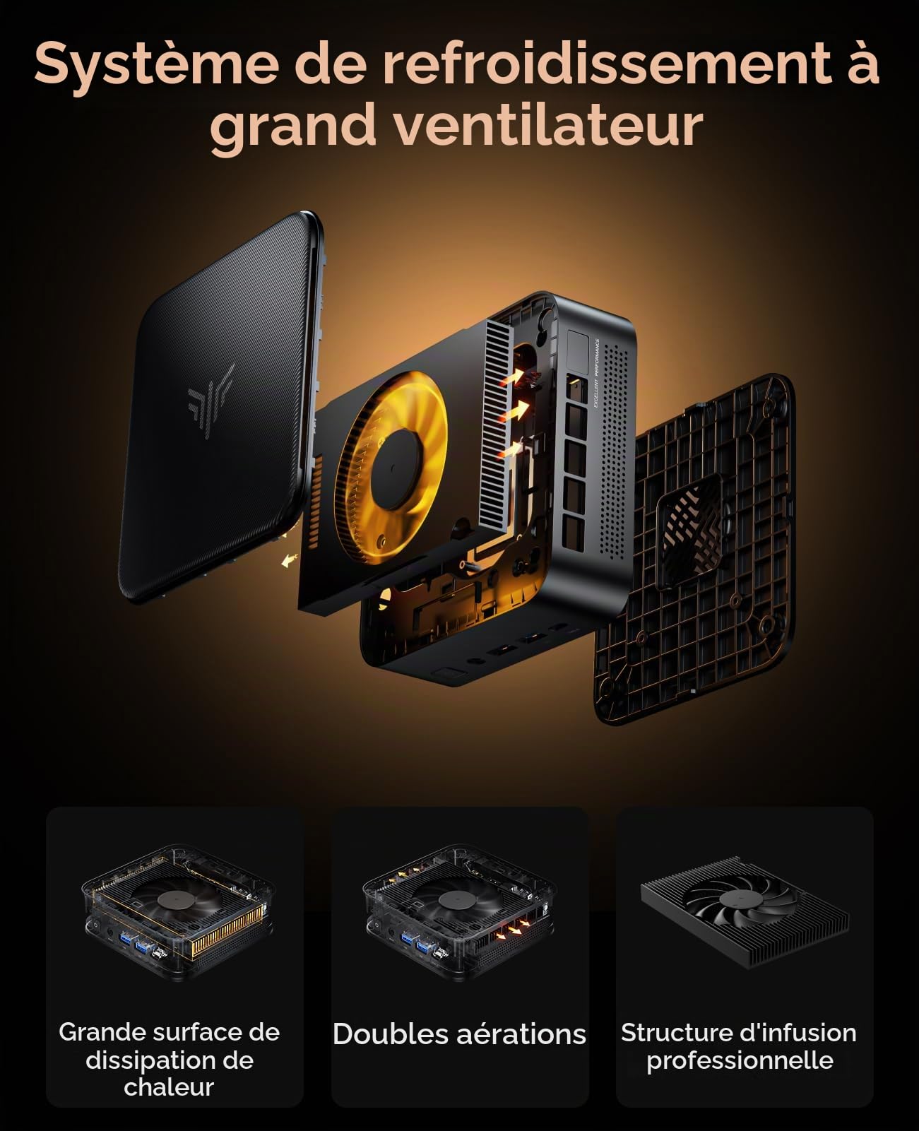 Mini PC AMD Ryzen 7 5800U(Jusqu'à 4,4 GHz,8C/16T),16Go Dual DDR4 512Go Nvme PCle3.0 SSD Micro Ordinateur Bureau, Radeon RX Vega 8 PC pour Commercial/Home Cinéma/Conférence|WiFi 6|BT5,2|DP+HDMI|USB-C