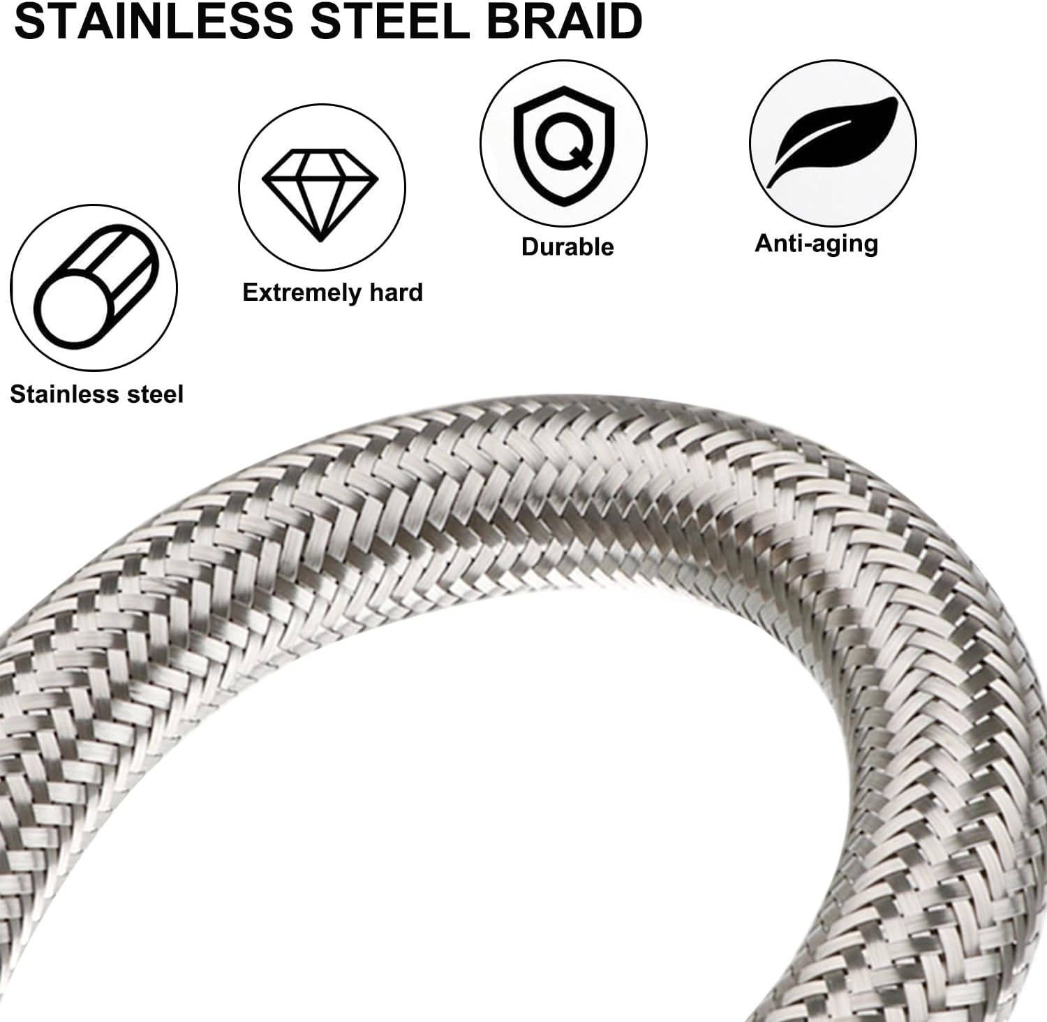 Industrial Grade Compressor Jumper Hose, 3/4" NPT Male x 20" Length Hose,750°F，450 PSI，Both Sides Fittings Rotate Freely, 3/4 NPT Air Hose for Compressed Air Piping System