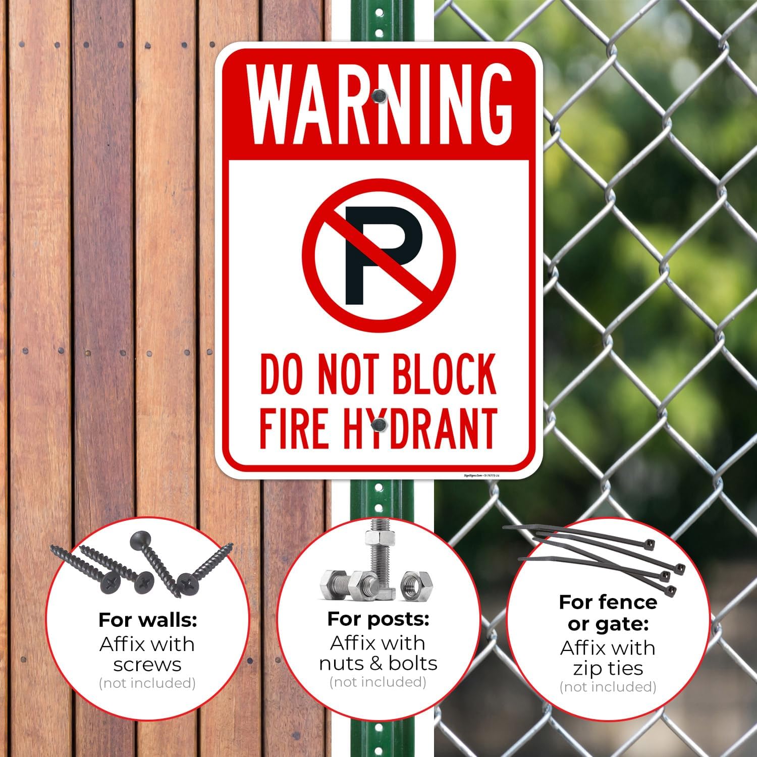 Warning Do Not Block Fire Hydrant Sign, 18x24 Inches, Rust Free .063 Aluminum, Fade Resistant, Made in USA