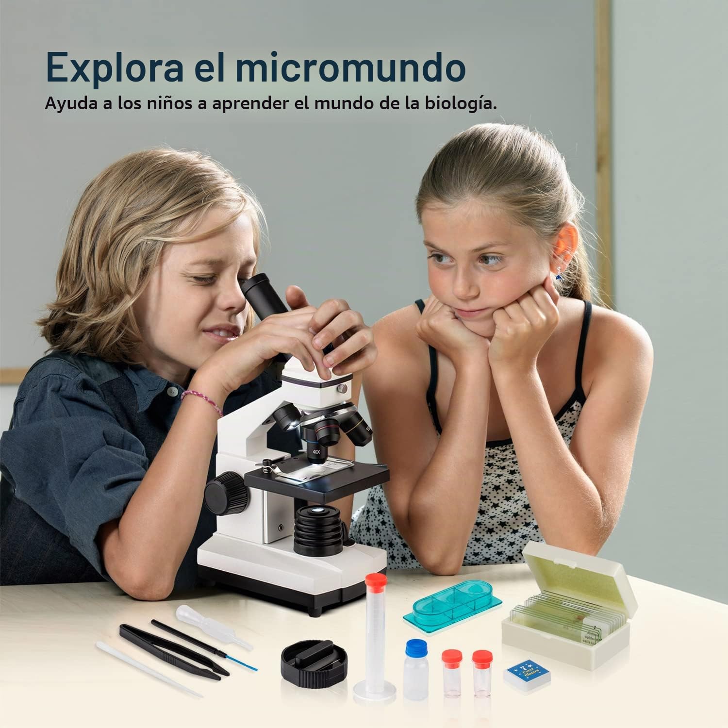 Microscopio de actualización 40X-2000X para niños, Estudiantes y Adultos, Potente microscopio biológico para niños, para Laboratorios Escolares, hogar, investigación científica biológica