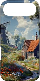 Happy Summer Cottage Windmill Europe Nature Art Cover Phone Case for iPhone Air