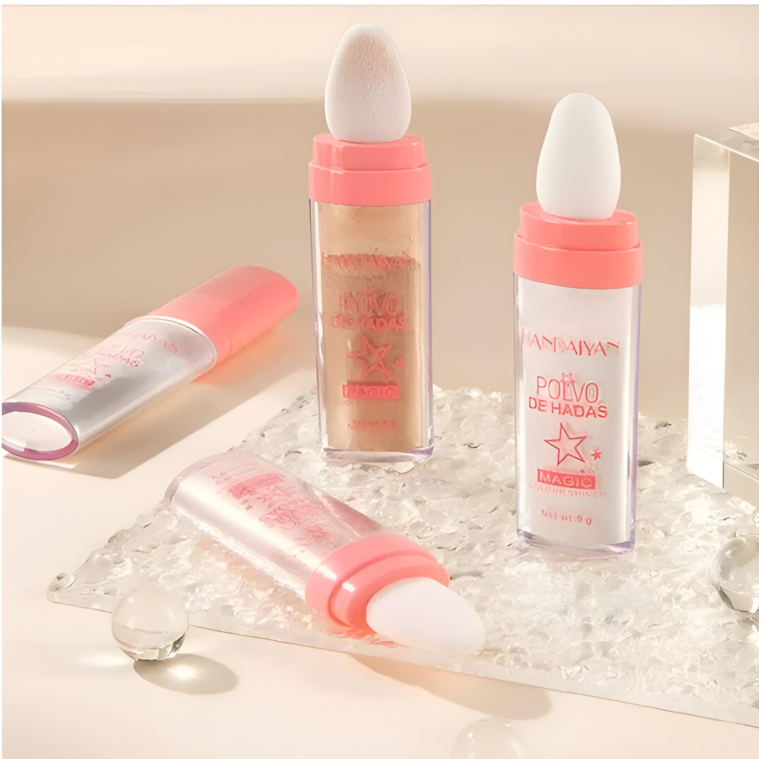 ka cayla Glitter Highlighter Powder Stick for Face & Body | Built-in Sponge Patting Powder | Fairy Shimmer Makeup Stick | Easy Application, No Mess | Polvo De Hadas Glow Powder | Highlight Your Eyes, Lips, Collarbone & Hair | 3 Dazzling Shades (02#FAIRY PINK, 9g)-picture-54
