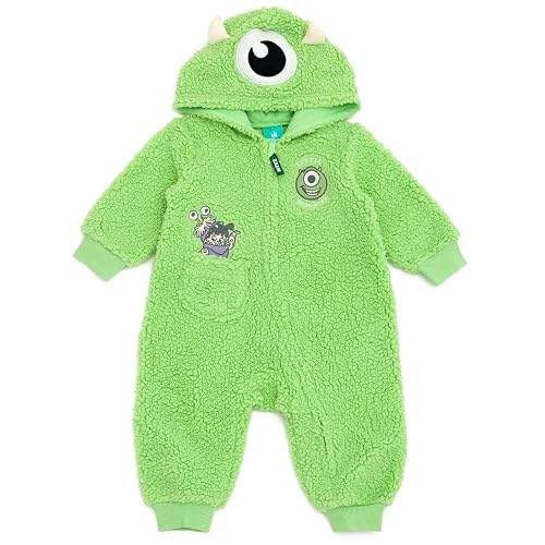 Disney Monsters Inc. Mike Boo Infant Baby Boys Cozy Sherpa Zip Up Cosplay Coverall Green/Mike Wazowski 24 Months