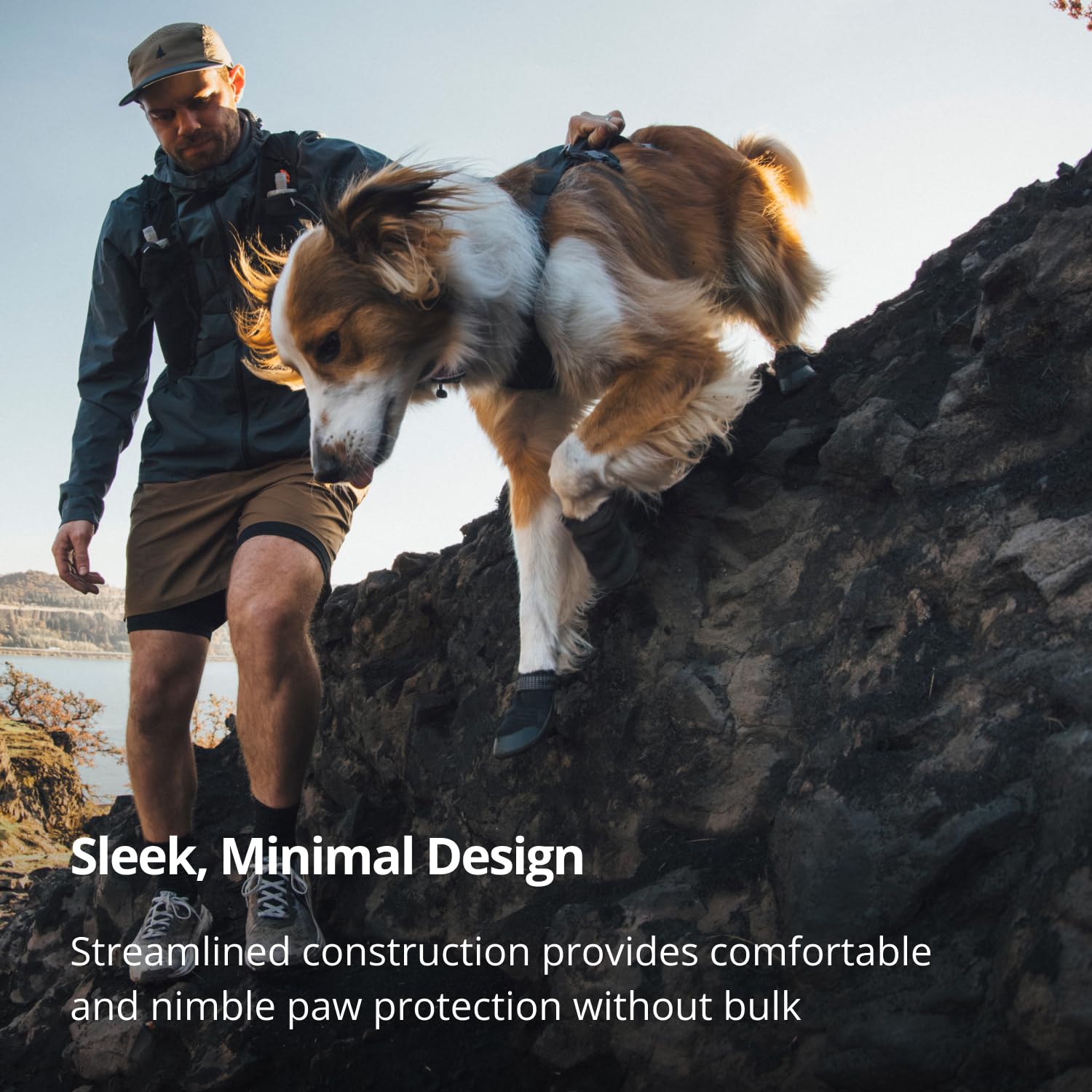 RUFFWEAR Ridgeline Hundeschuhe, robuste Hundeschuhe für Haustiere, auf heißen oder kalten Oberflächen, Lauf-, Kletter- und Wanderausrüstung, Obsidian-Schwarz, Größe 5,7 cm, 2 Stück
