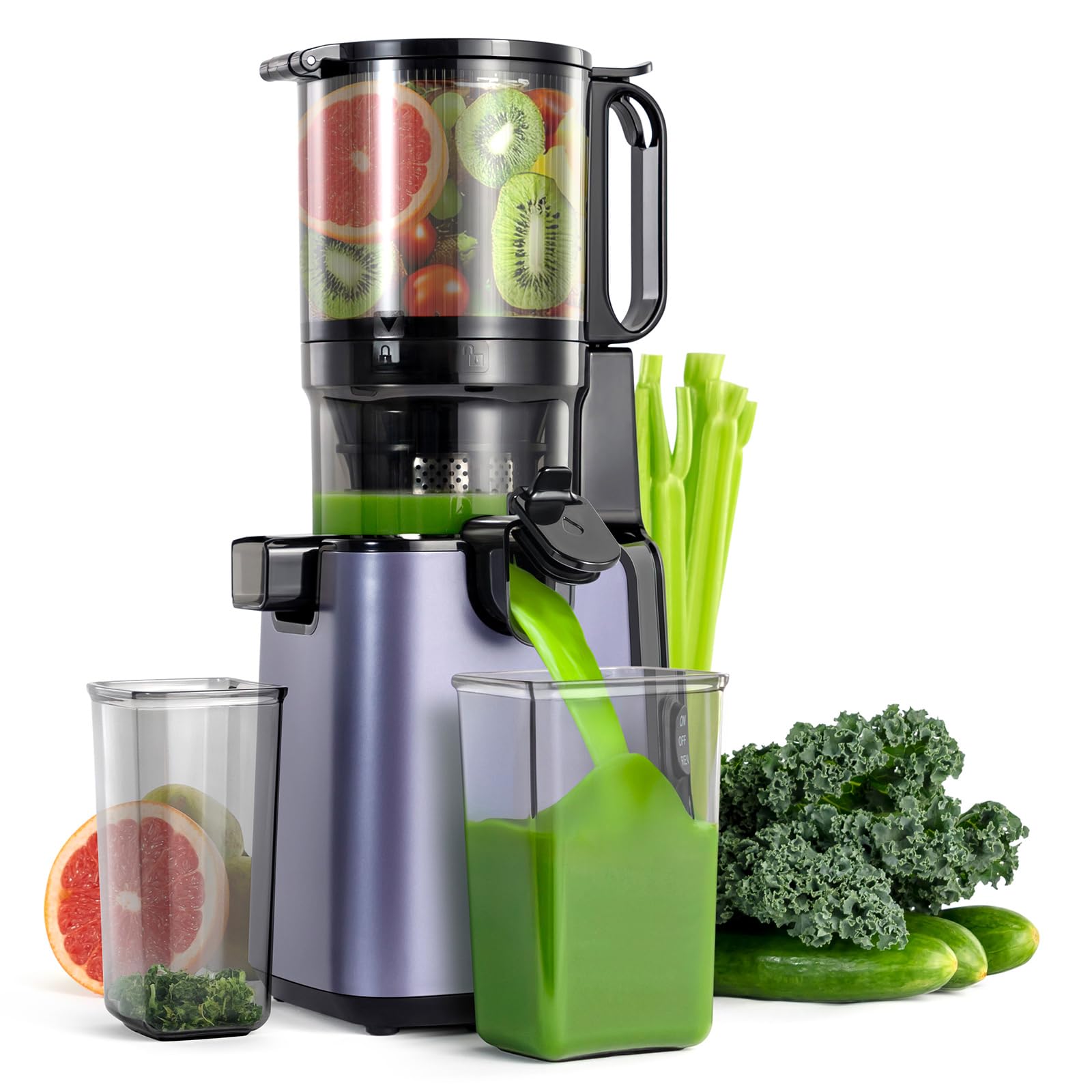 Ventray Juicer Machine Cold Press Juicer with 5 1 Extra Large Feed Chute for Whole Vegetables Fruits 250w