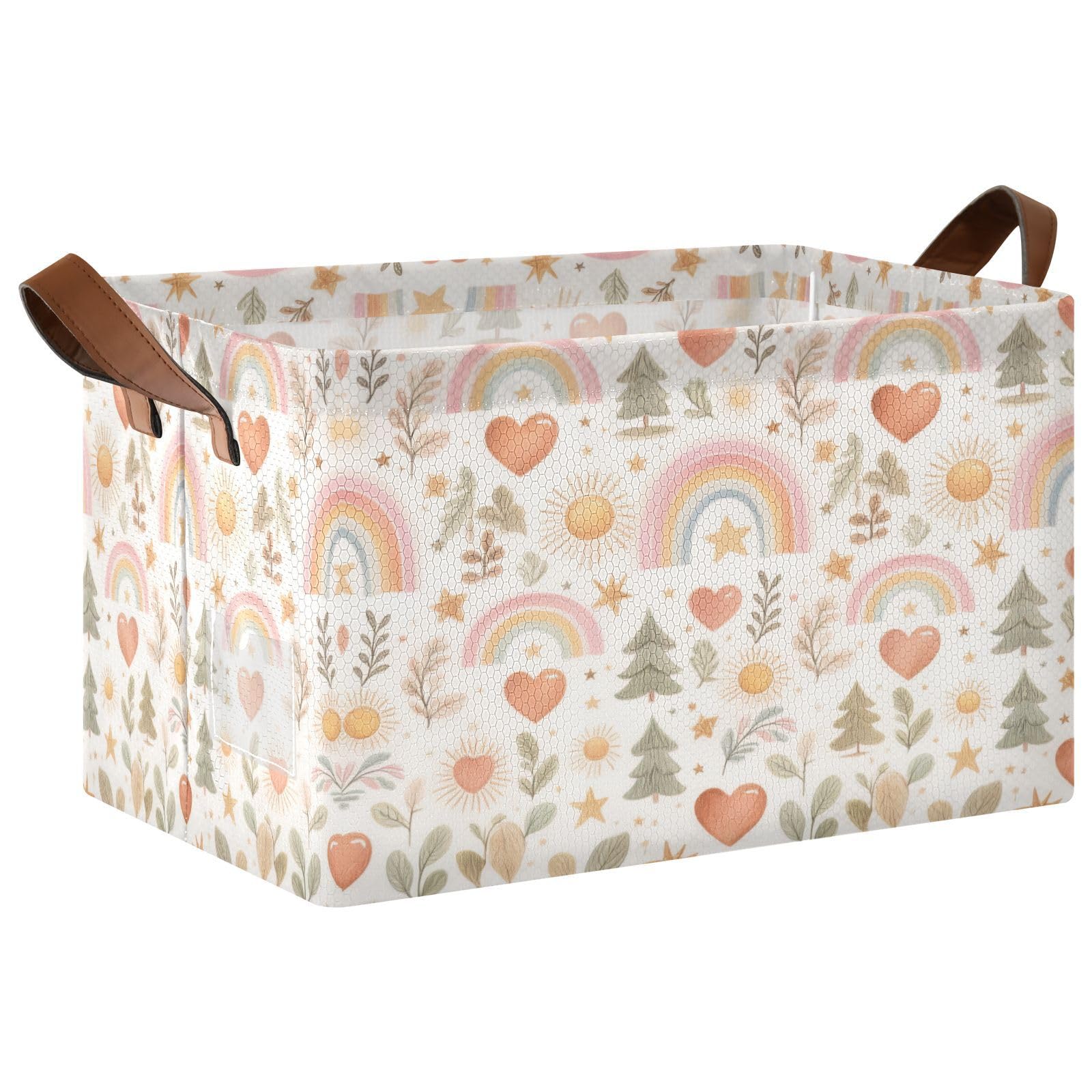 Cgiub Rainbow Storage Basket Waterproof Foldable Storage Bin Baby Laundry Basket Closet Organiser for Nursery Decor Home Organizing