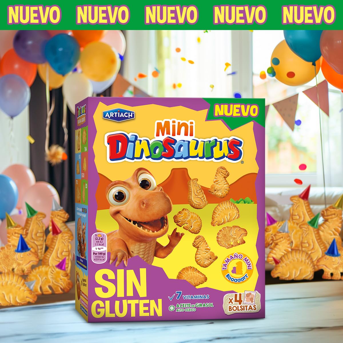 Galletas Mini Dinosaurus Sin Gluten 160gr (Pack de 12). Total 1,92kg - Dinosaurus
