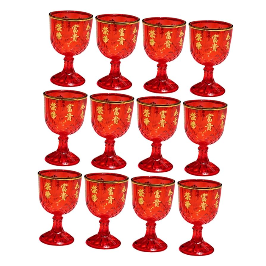Amazon | FRCOLOR 12個高脚杯 赤色 プラスチック製 結婚式用