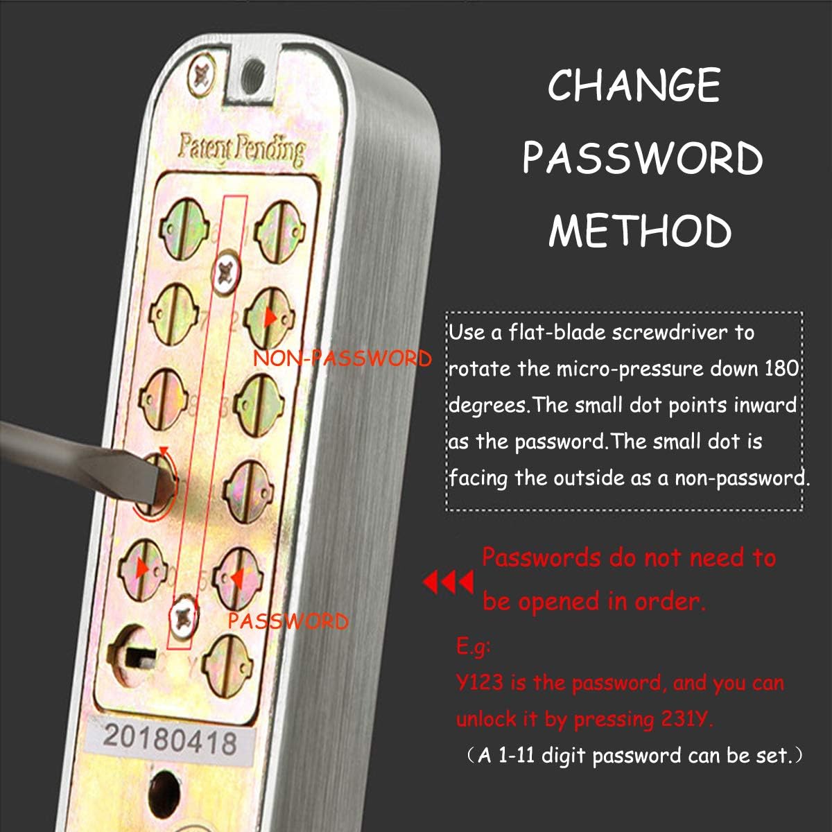 ❤ Crazy Deals SPOTACT Mechanical Combination Door Lock with Keys,Password Key Dual Use Digital Code Safety Entry Gate Home/Hotel/Office Not Deadbolt (2-3/8 or 2-6/8'') Latch) Satin Chrome Process