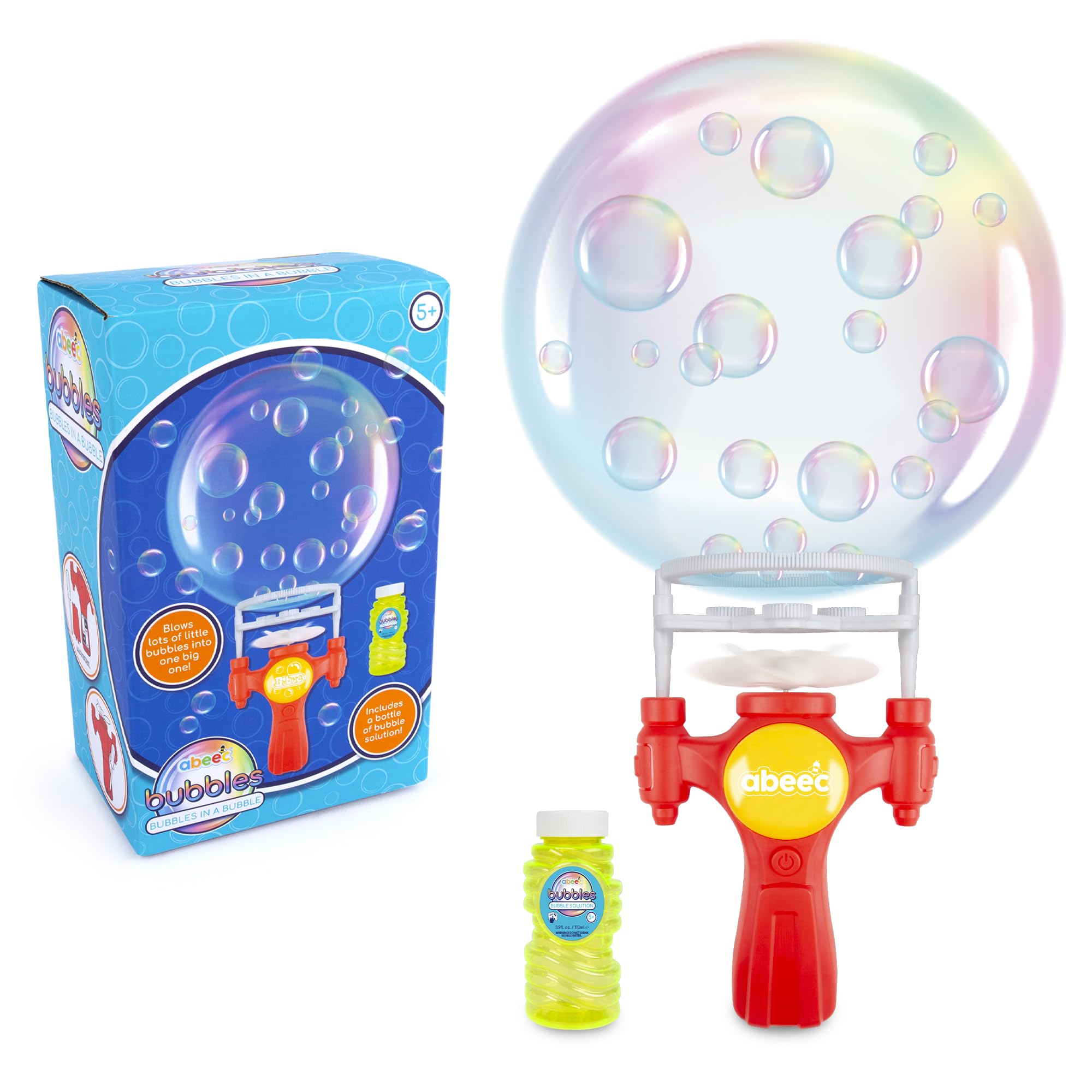 abeec Bubbles In A Bubble - Bubble Blower Toy For Kids - Bubble Gun With Bubble Ring And Bubble Solution And Tray - Children Outdoor Toys - Bubble Gun For Kids