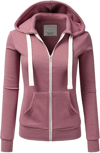 NINEXIS Womens Long Sleeve Zip Up Hoodie Top Color Block Basic Casual ...