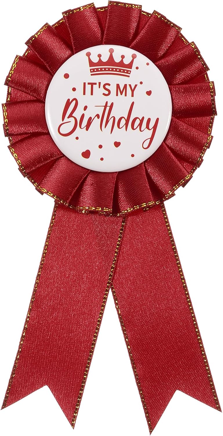 PATIKIL IT'S MY Birthday Pin, Tinplate Ribbon Badge Pin, Satin Fabric Award Ribbon for Birthday Party Decoration
