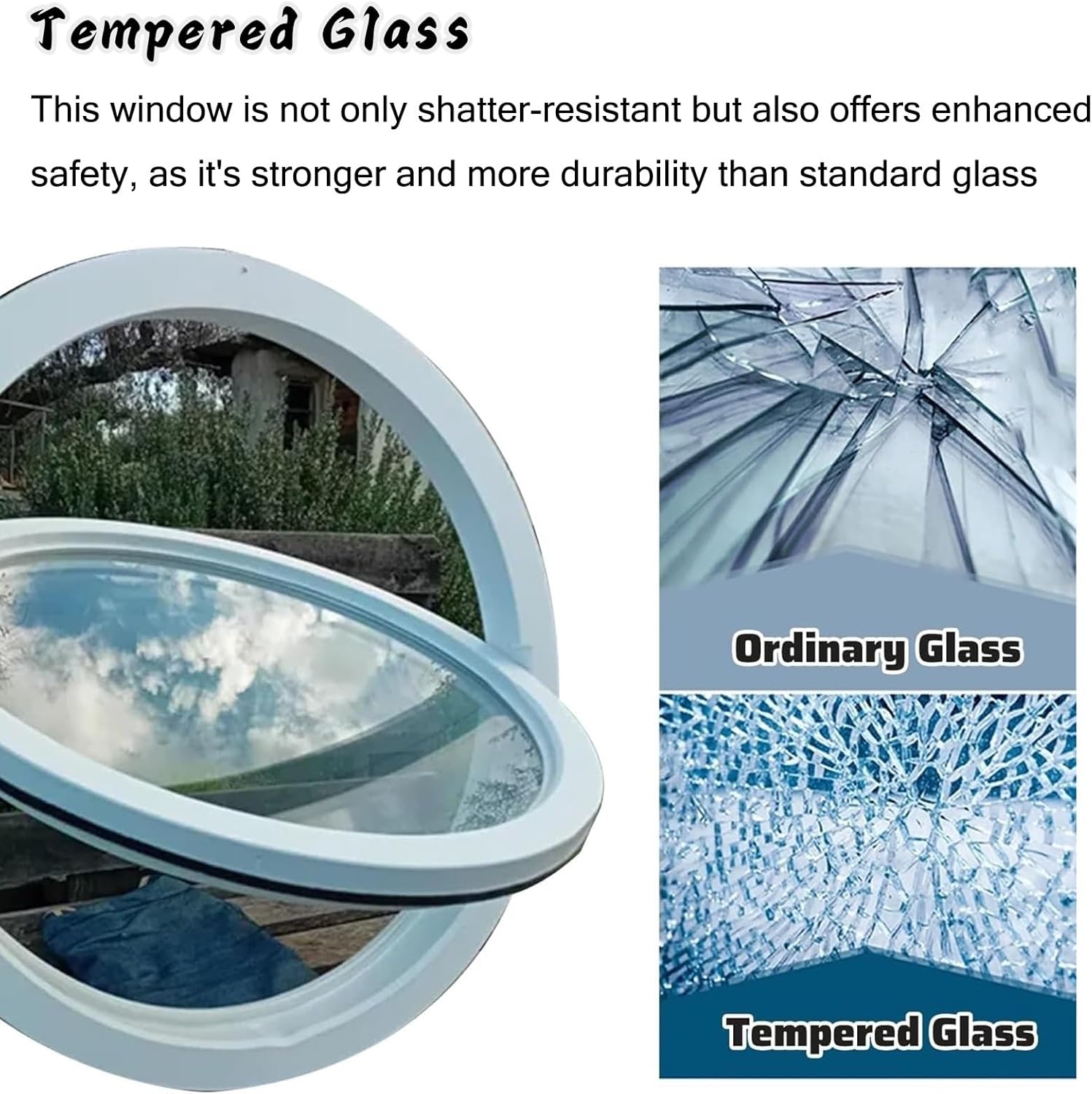 Home Decoration Circular Revolving Shed Window, a Porthole with a Transparent Glass Aluminum Alloy Frame, for Privacy and Light Control ﻿(80CM/31.5")