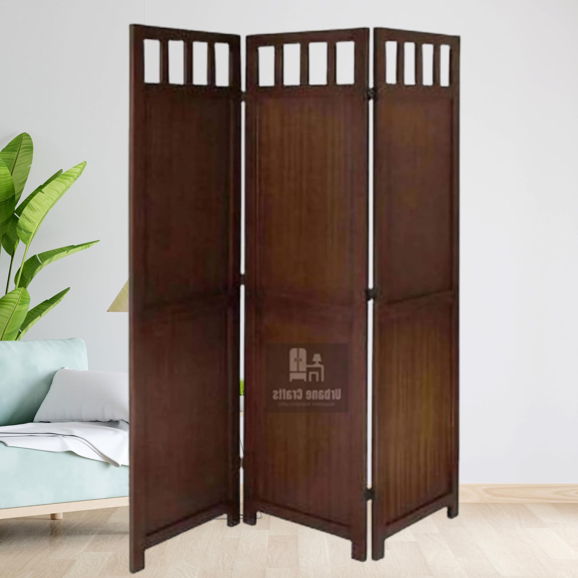 Urbane Crafts Wooden Partition Screen/Room Divider Traditional Handicrafts Plain Pattern 6Ft Height (2 Panel) (3 Panel)