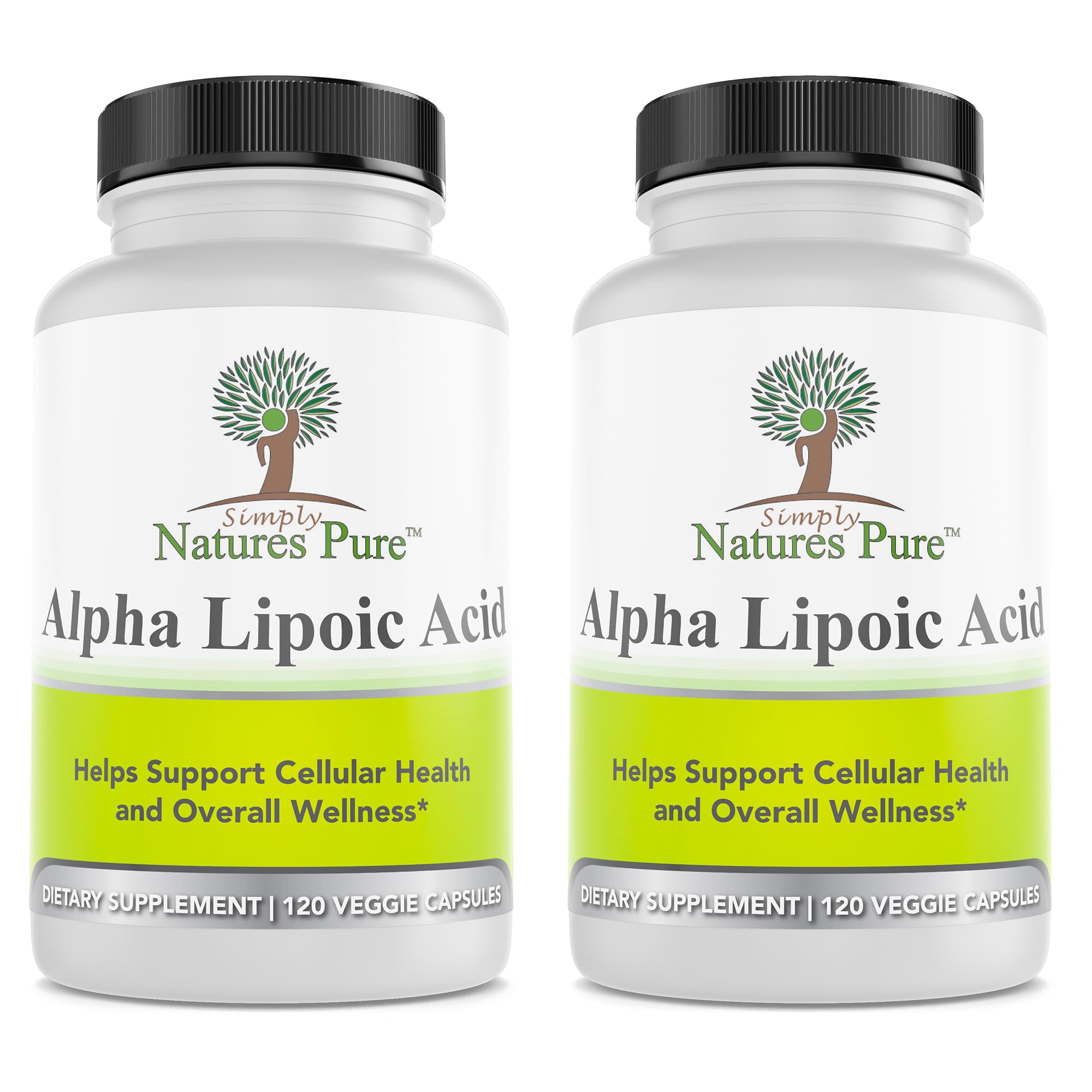 Simply Natures Pure Alpha Lipoic Acid 600mg 240 Veggie Capsules, Non-GMO Thioctic Acid 8 Month Supply 120 Count (Pack of 2)