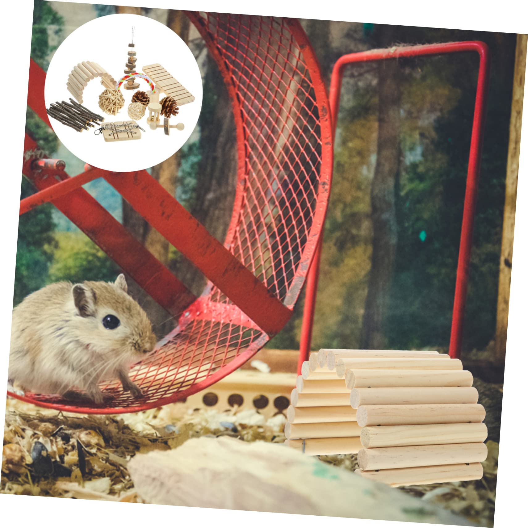 BESPORTBLE 1set Giocattolo Per Criceti Legno Set Di Giochi Masticabili Per Piccoli Animali Altalena e Dondolo Per Criceti e Conigli Giocattoli Naturali Per Masticare e Salute Fisicaconfezione