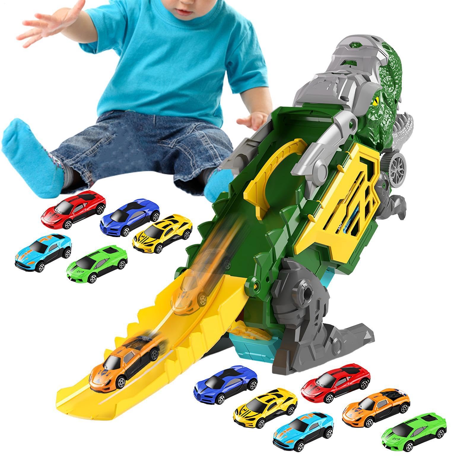 Camion Dei Dinosauri Per Bambini 12 Mini Macchine Doppia Pista Maniglia