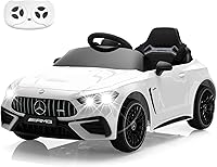 TOBBI Licensed Mercedes-Benz AMG GLE53 Kids Electric Ride-On Car w/ Remote Control, Soft Start, 3 Speeds, LED Lights - White, Ages 3-6