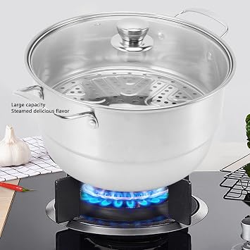 Stainless Steel Steamer Pot with Lid, Multi Layer Large Steam Pot, Steamer Saucepot for Cooking Vegetables, Seafood, Soups, Stews and Pasta, Steamer Stainless Steel Cookware