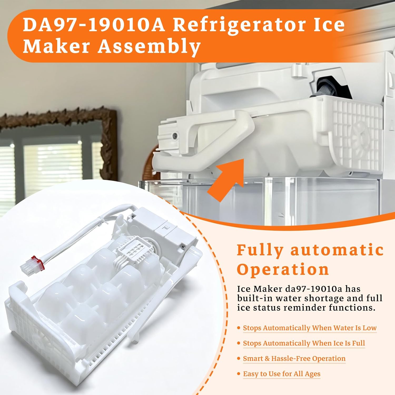 DA97-19010A DA97-19010A Refrigerator Ice Maker Assembly Compatible with Samsung Replacement 4961644 PD00069731 ASM814812 PS12707599 EAP12707599 AP6804571