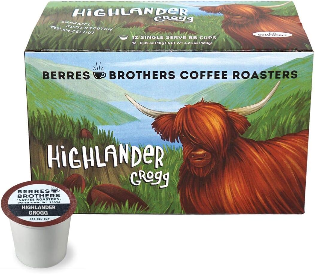 Berres Brothers Highlander Grogg Coffee K Cups K Pods 12 Count Single Serve Pods for Keurig K Cups Coffee Makers, Flavored Medium Roast Coffee