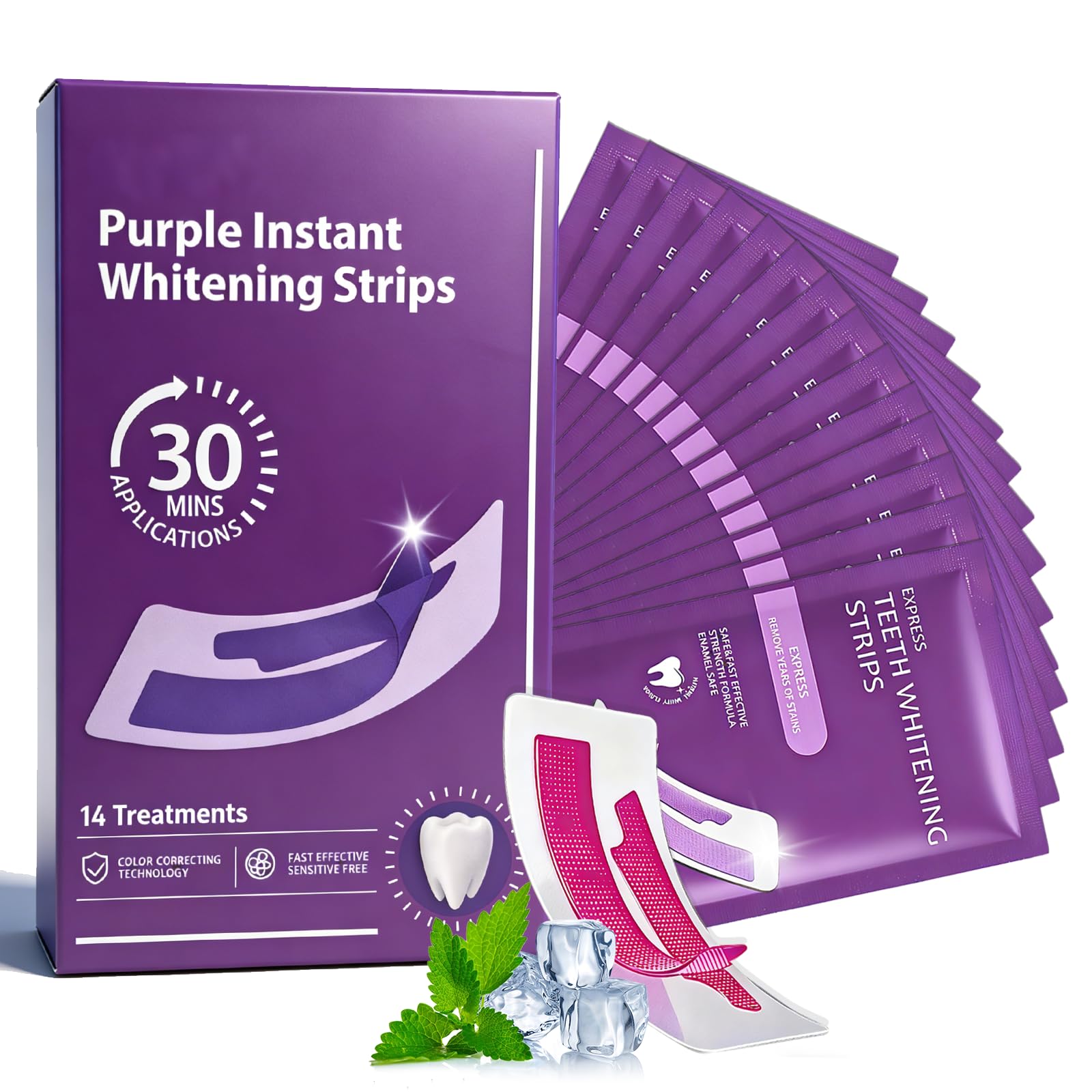 28 Pezzi Strisce Sbiancanti Denti, Strisce Sbiancanti, Whitening Strips per Sbiancamento Delicato, Kit Sbiancante Rapido & Efficace, Antiscivolo & Denti Bianchi, Facile Uso a Casa o in Viaggio