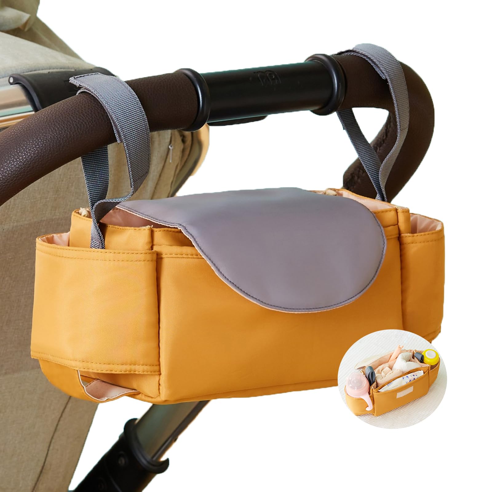 HAGOT Baby Pushchair Organiser, Baby Pushchair Pram Cup Holder Bags, Mummy Bag, Universal Fit All Buggy Models