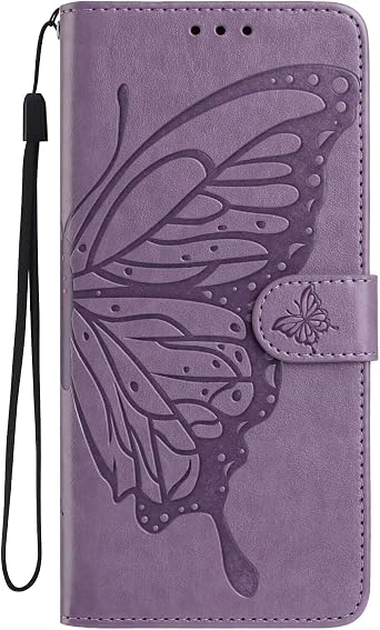 ZXL Purple Butterfly Embossed Wallet Case for iPhone7/8 Flip Wallet Leather Case with Card Holder Magnetic Closure Shockproof Kickstand Protective Phone Cases Cover