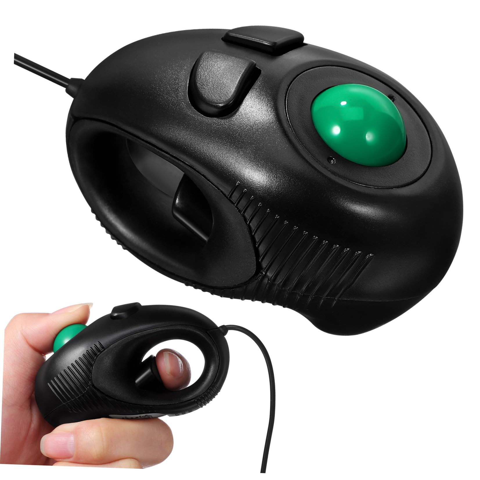 Souris Trackball Ergonomique USB Filaire 4d Compacte Noire 3 Boutons en Plastique Dur Solide, Mini Taille Adaptée Main Gauche ou Droite pour Ordinateur de Bureau