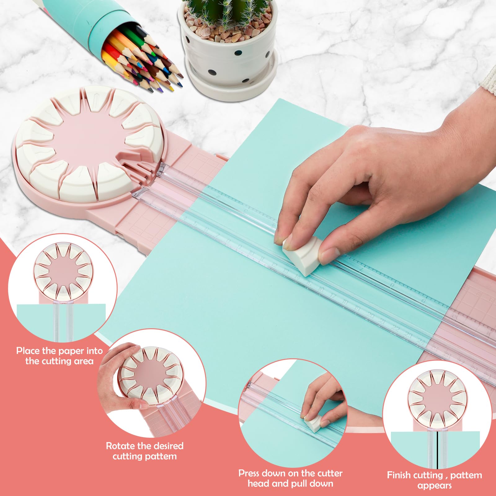 Coupe-papier Multifonction 12-en-1 - 12 Lames Interchangeables, Avec Règle Intégrée, Pour Scrapbooking Et DIY