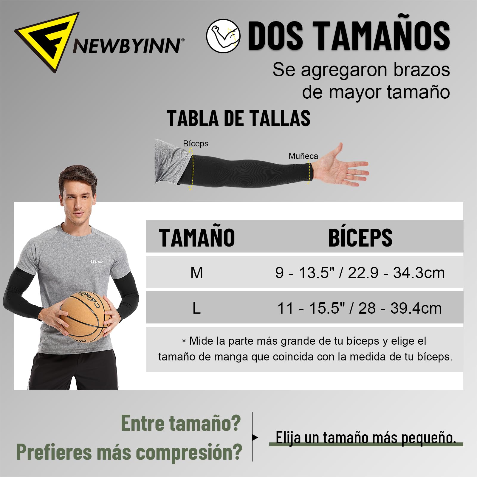 Manguitos de compresión Protección UV Newbyinn para running ciclismo