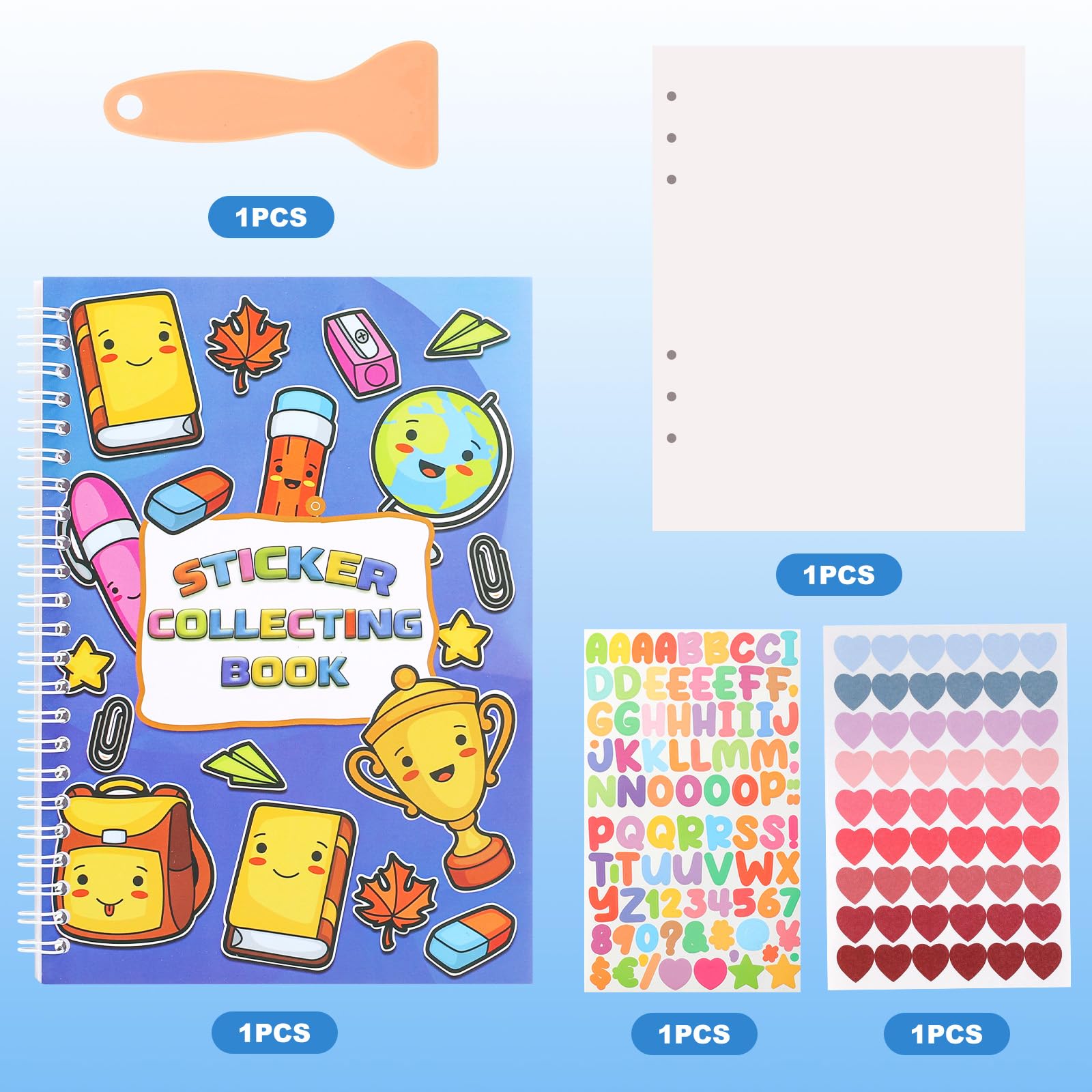 Sticker Collecting Album 80-Sheet Reusable Sticker Book With Tweezer & Spatula - Transparent Sticker Album For Collectors Sticker Collecting Book