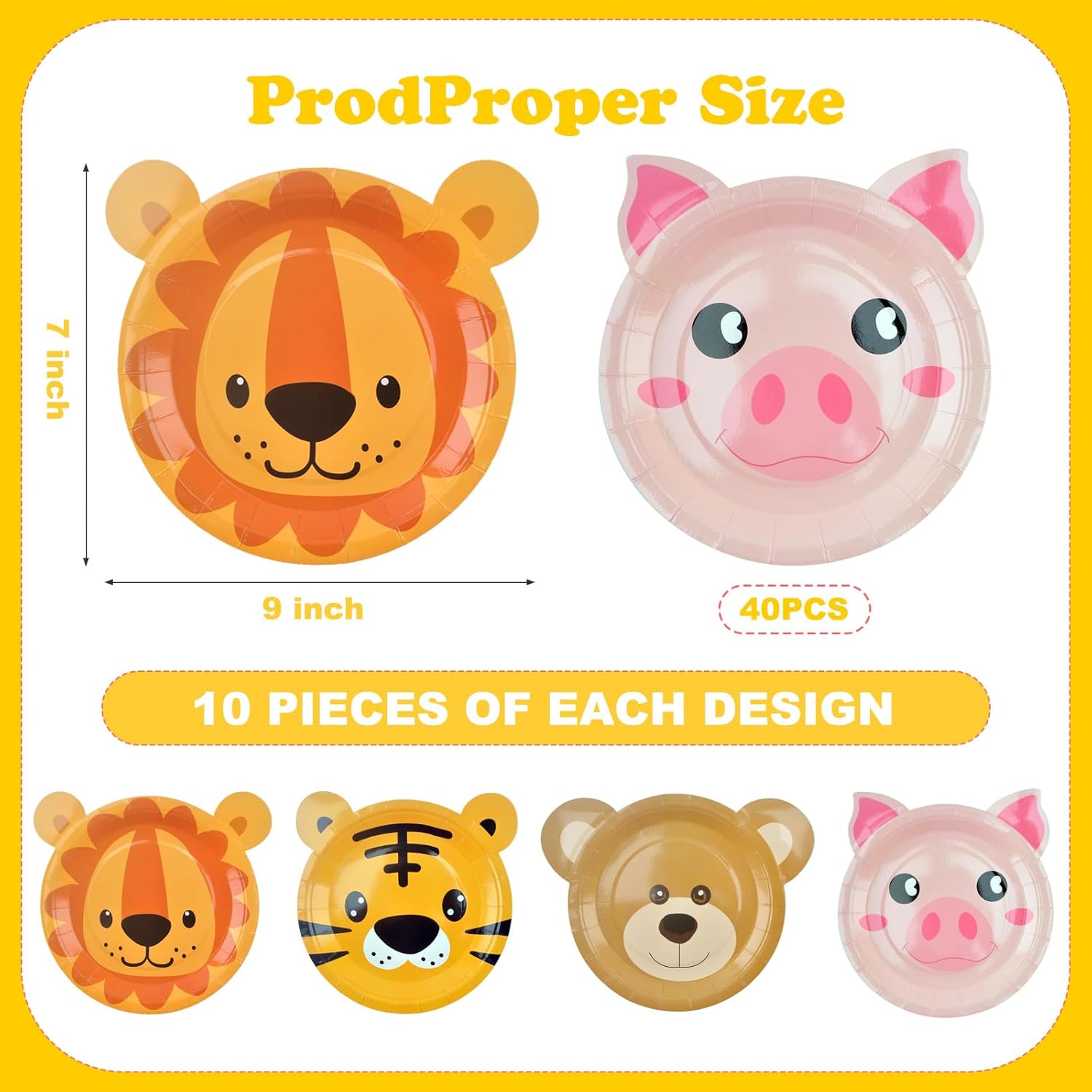 40 Count Zoo Pals Plates,Safari Birthday Decorations,Zootopia Party Supplies,Birthday Party Animals Paper Plates for Kids