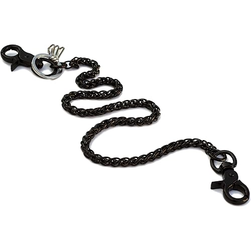 OrangeTag Spiral With 3 Clasp Stainless Steel Wallet Chain (13in ,unisex-adult, Black)