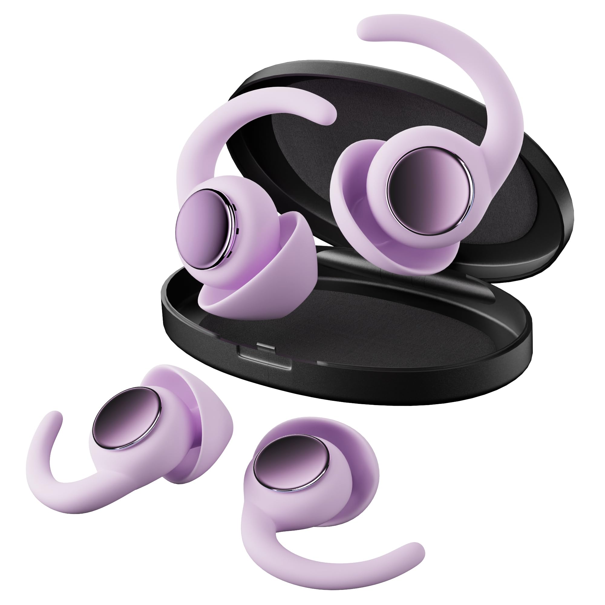 Reusable Silicone Ear Plugs for Sleeping, 30dB SNR, Noise Cancelling for Sleep, Concerts, Travel, Work, Study, 2 Pairs(Purple)