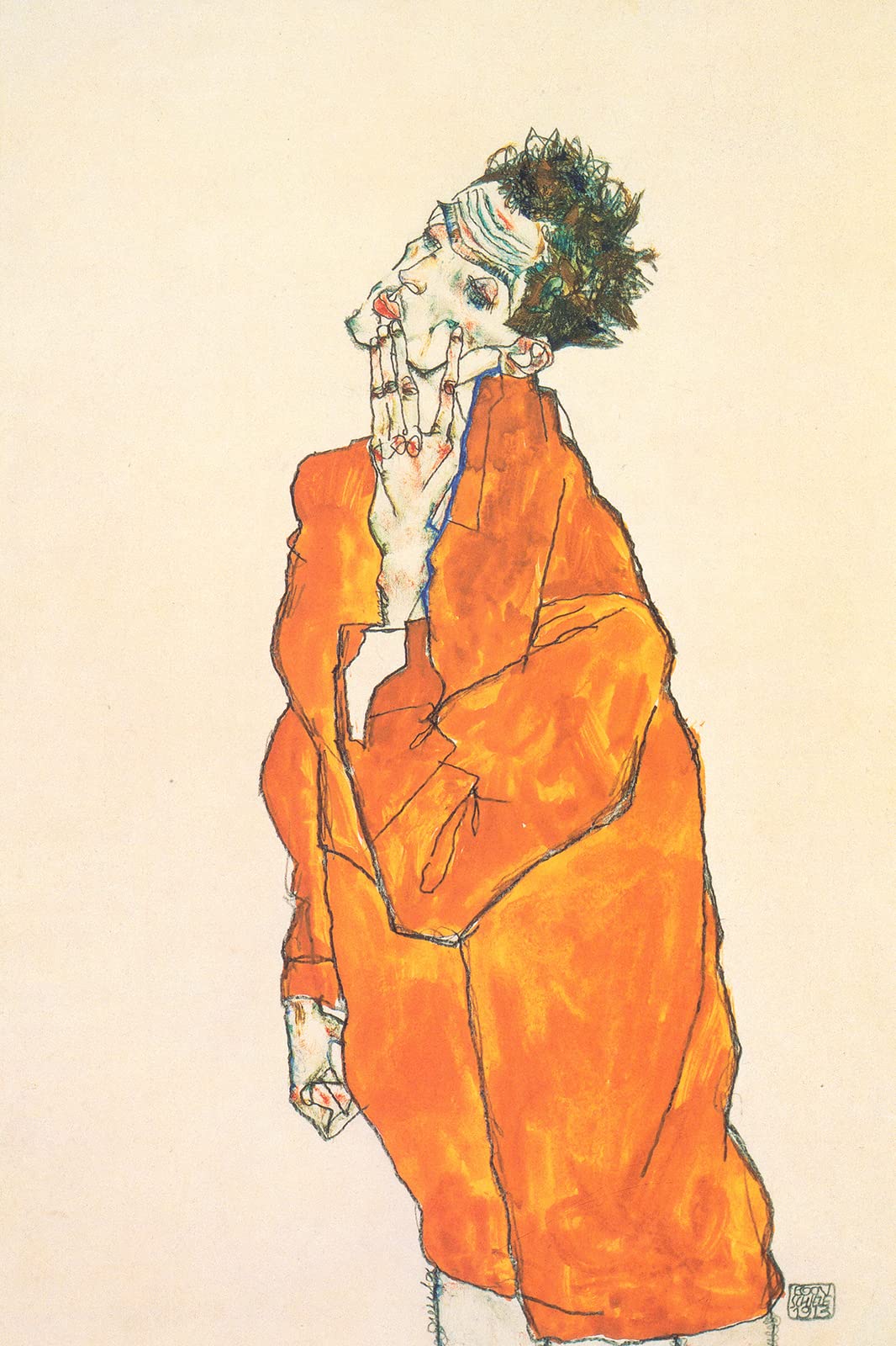 Egon Schiele 線画 木製フレーム付き Egon Schiele 線画 木製フレーム