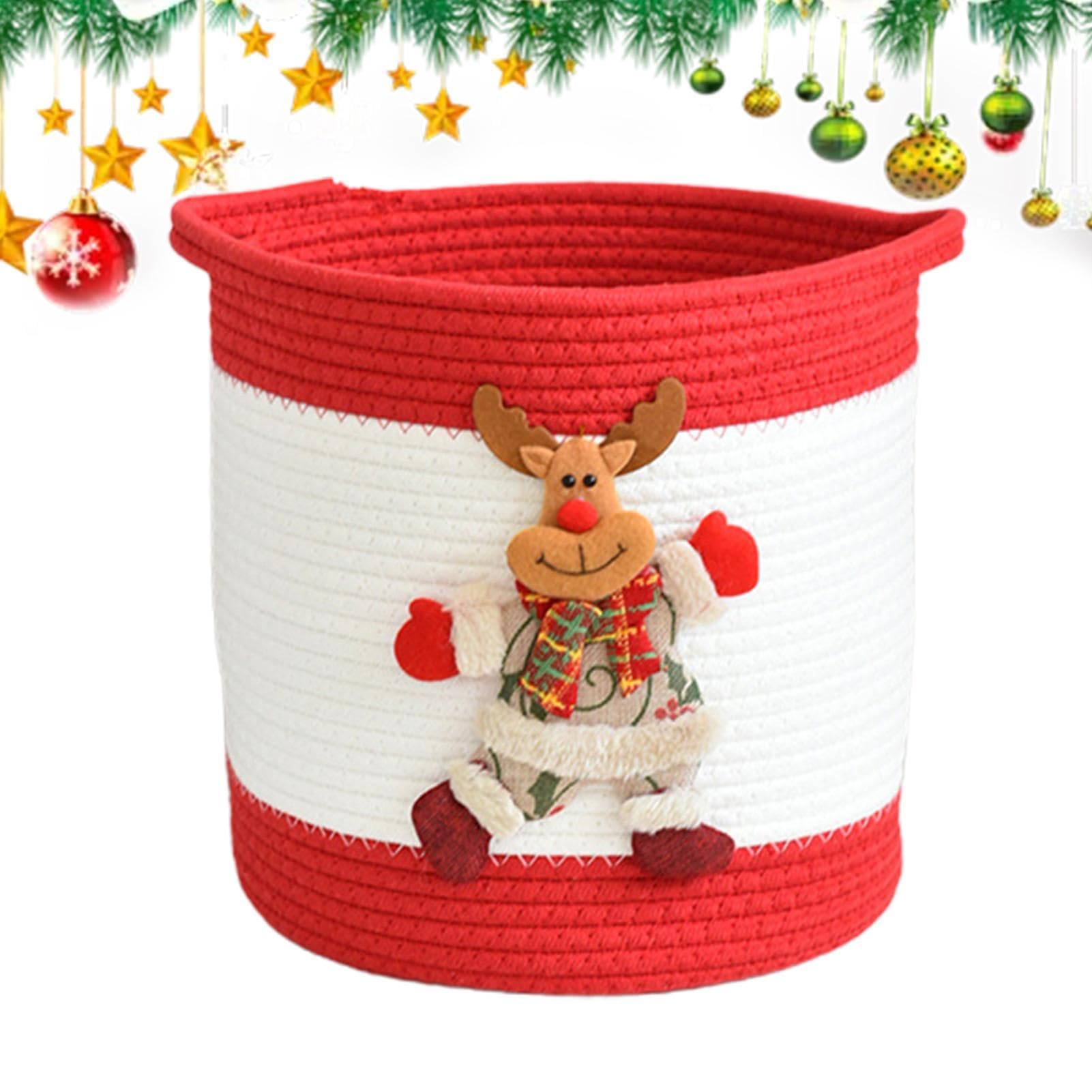 Cestas De Navidad Vacías Cesta Tejida Cuerda Almacenamiento Navideño