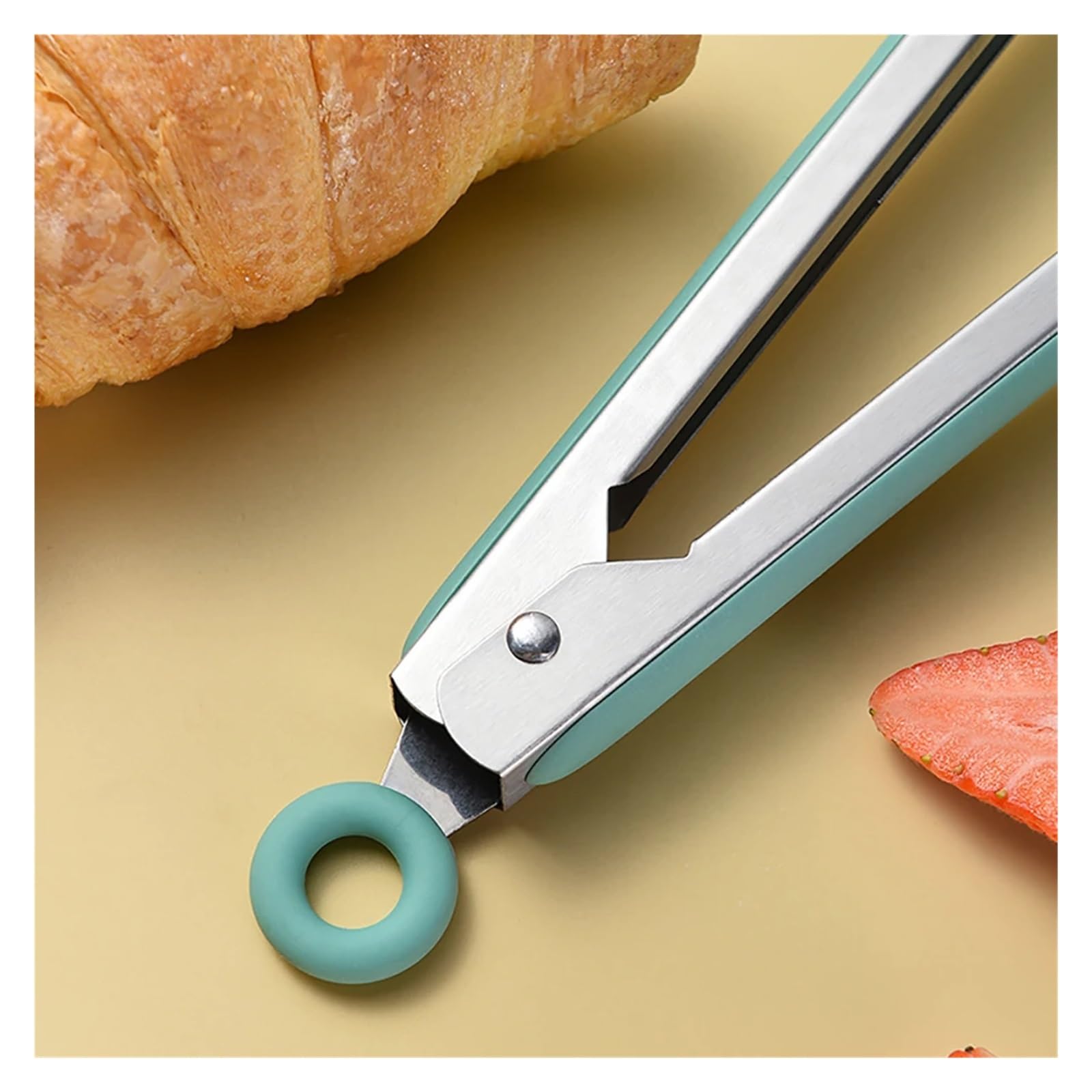 Pinza de acero inoxidable for alimentos, pinzas silicona for cocinar y asar, for ensalada pan, antiadherente, herramientas cocina for barbacoa, 2 uds(D)