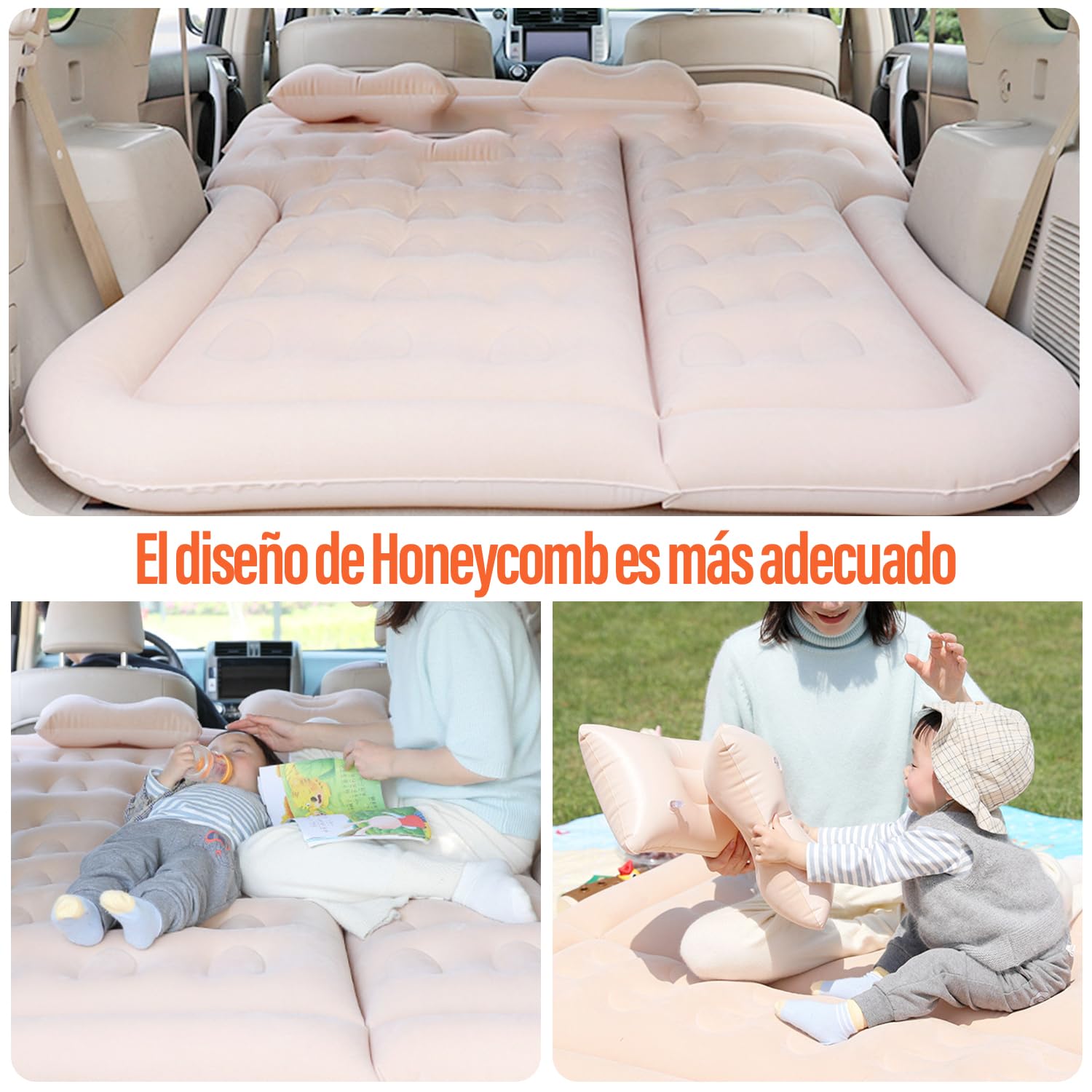 Ergocar Colchoneta SUV MPV Inchable Colchón Camping Cama Inflable Plegable Coche Beige