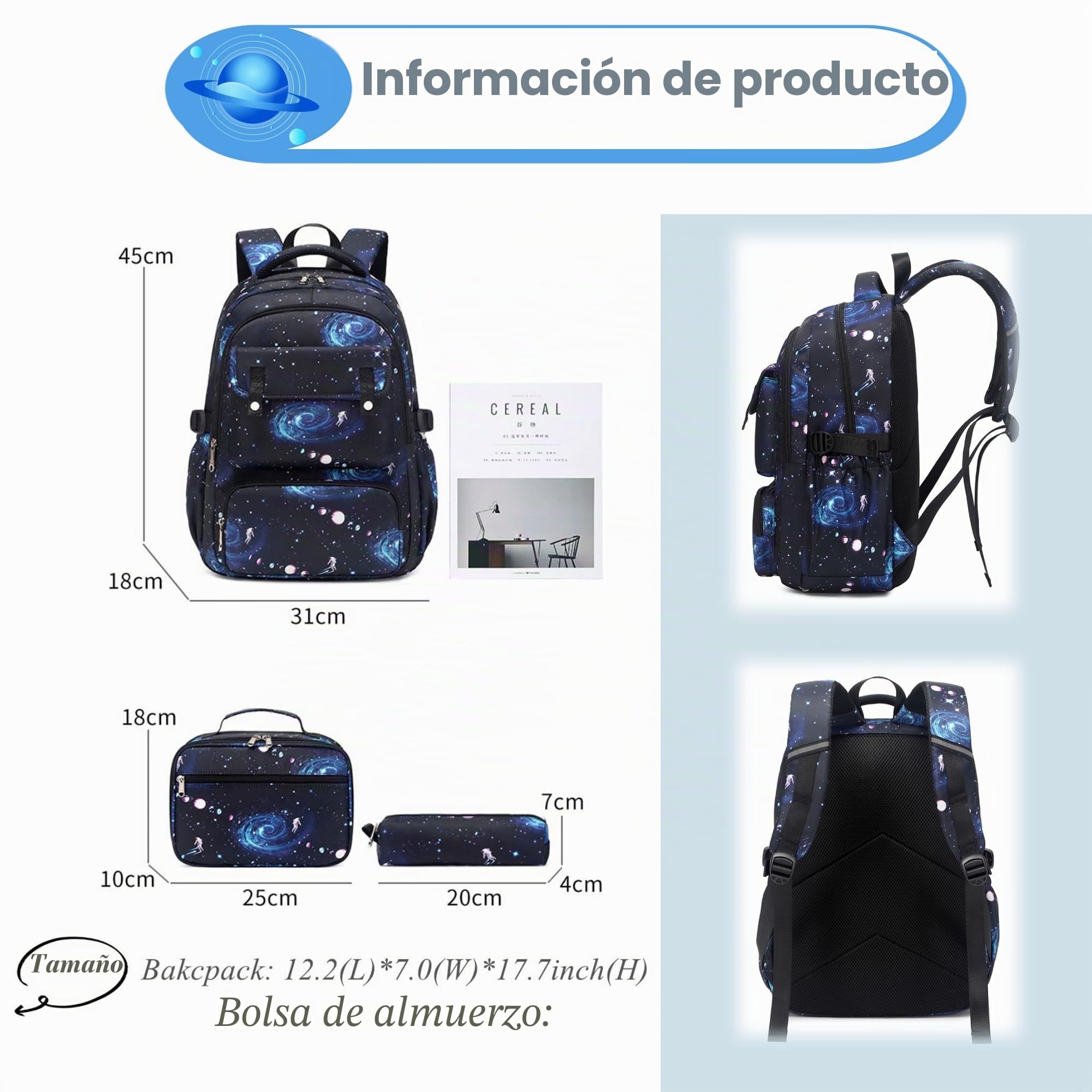 Galaxy Print - Mochila escolar para niño
