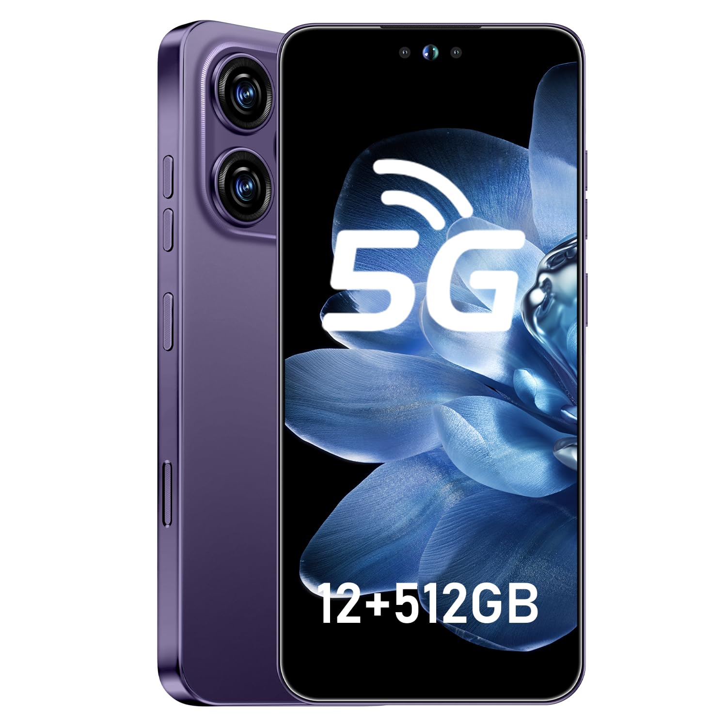 16PROMA X 5G Phone,Smartphone Unlocked Cell Phone 12GB+512GB/6.99“ HD Screen Display/68MP+108MP Camera/7000 mAh , Dual SIM Card/Face Unlock/Fingerprint Button Unlock-and take photos (Dark Purple)